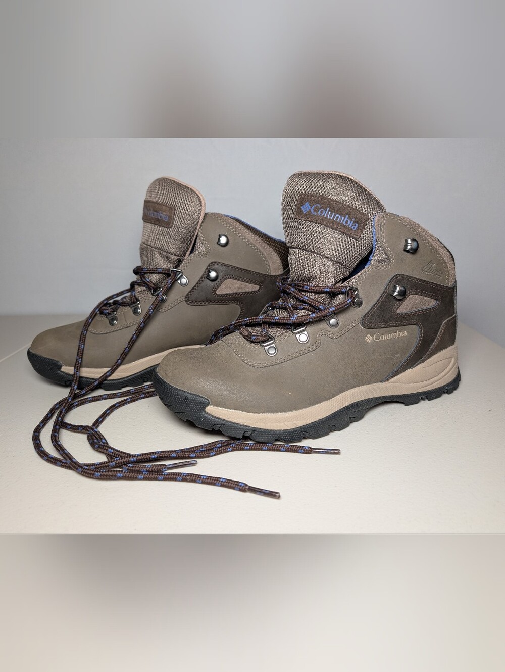 Columbia Women's Newton Ridge Taupe and Dark Brown Waterproof Hiking Boots